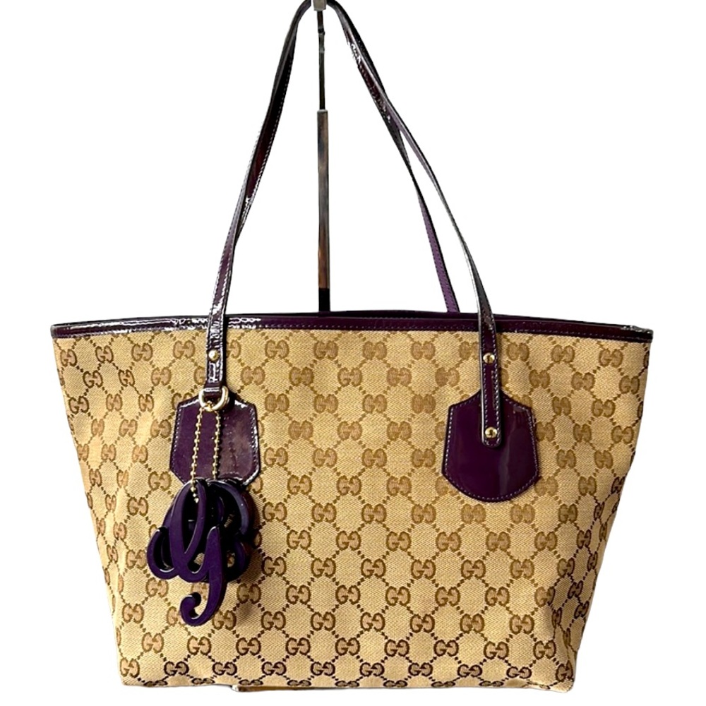 Gucci canvas/patent leather tote PM